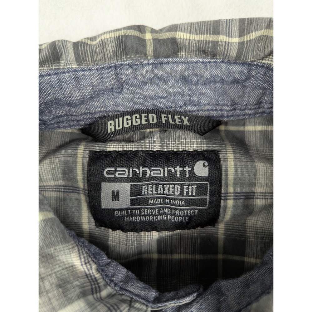 Set of 2 Carhartt Rugged Flex Relaxed Fit Plaid Pearl Snap Button-up Mens Size M - Picture 4 of 8